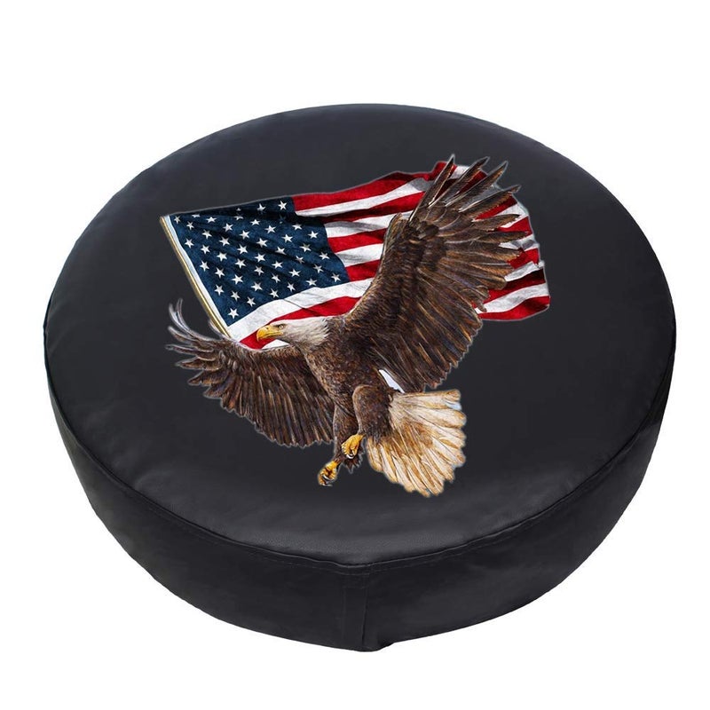 Jayke Joy Spare Tire Cover  Wheel Cover with American Eagle USA Flag PVC Leather Waterproof Dust-Proof Universal Fit for Jeep Trailer RV SUV Camper Vehicle (18 Inch) - Image 2